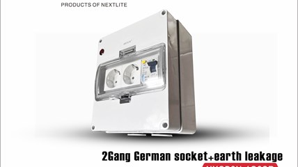 2Gang German socket+earth leakage