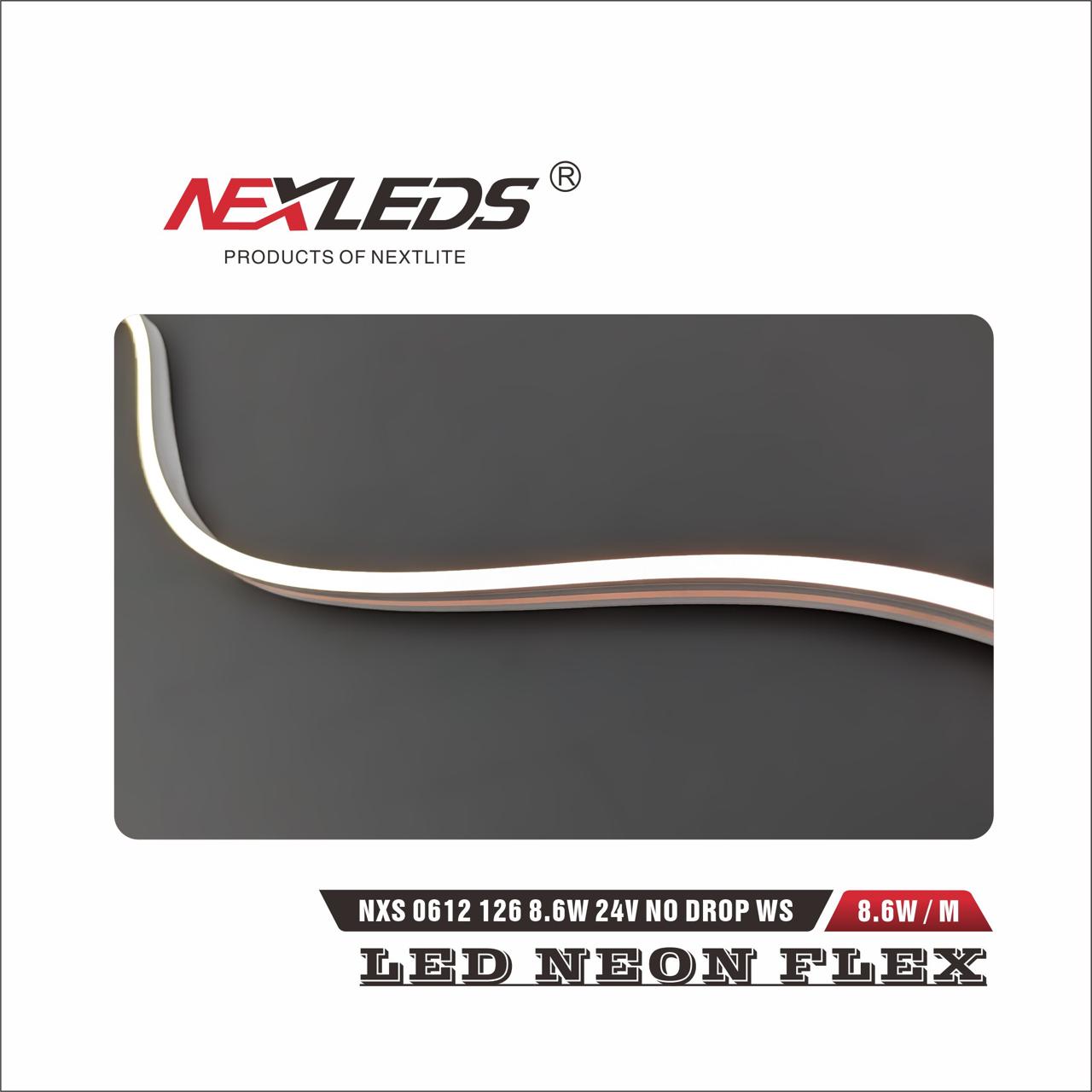 LED NEON FLEX NXS 0612 126 8.6W 24V NO DROP WS IP67