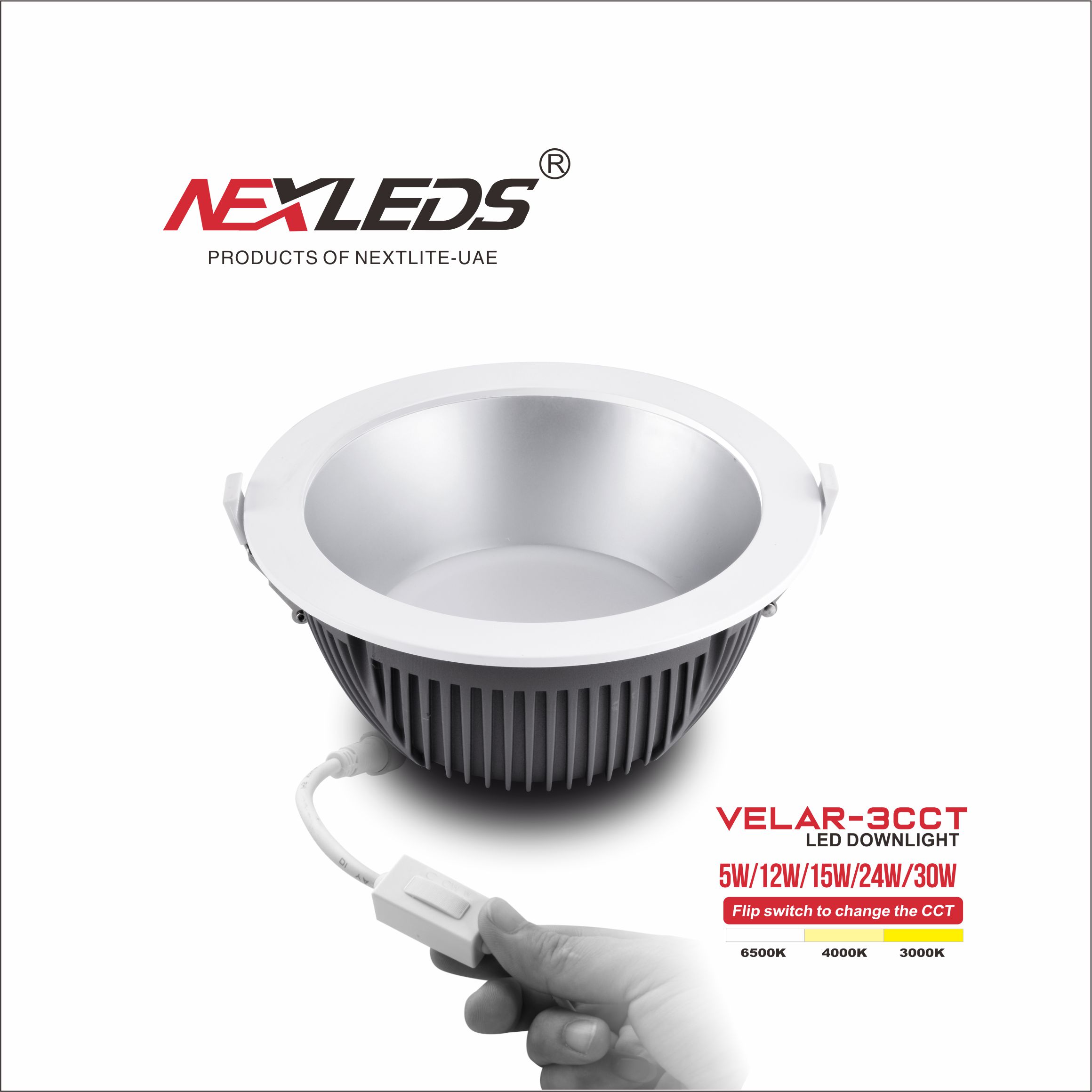 VELAR DL19 5W / 12W / 15W / 24W / 30W LED DOWNLIGHT 3CCT 