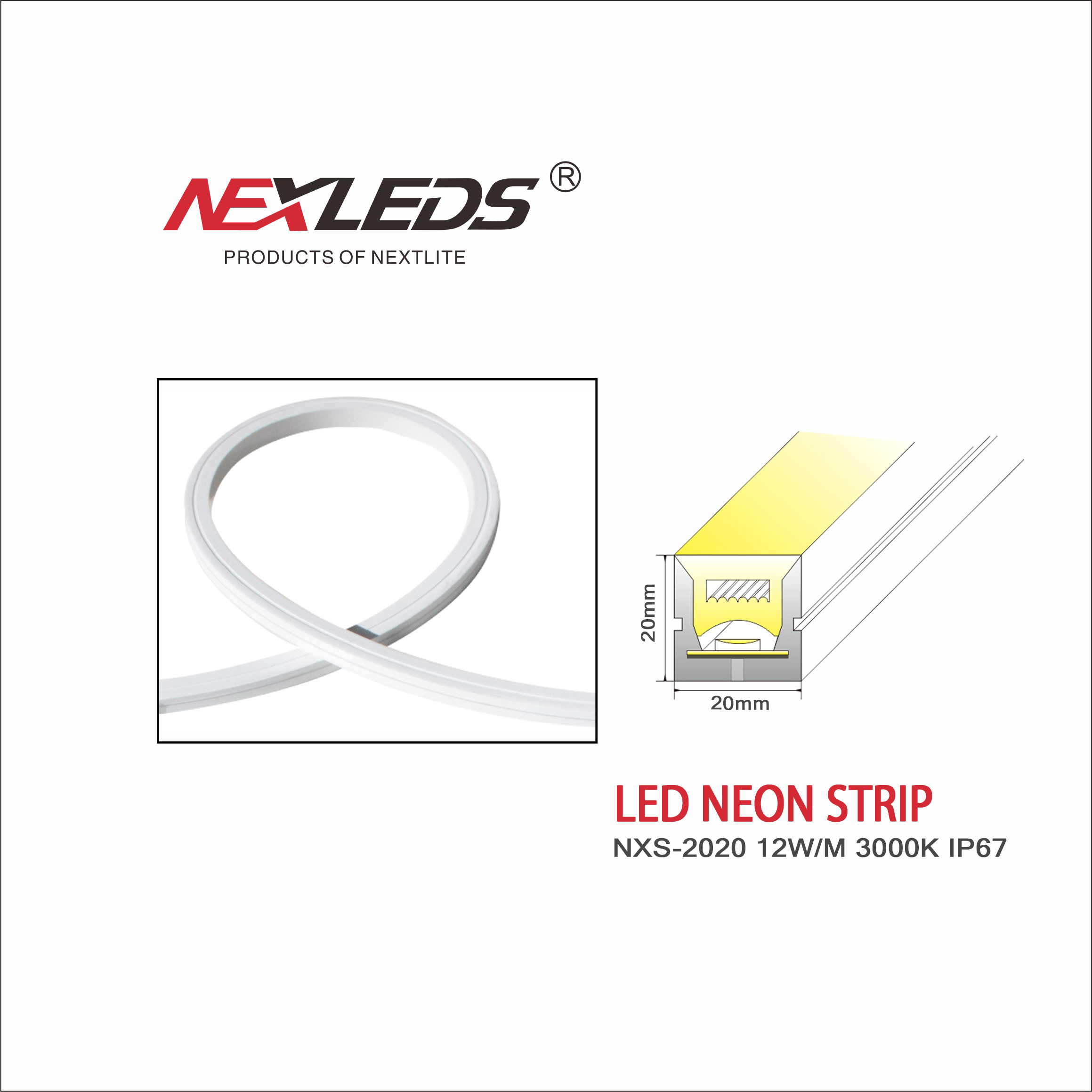LED NEON STRIP NXS 2020 12W 3000K