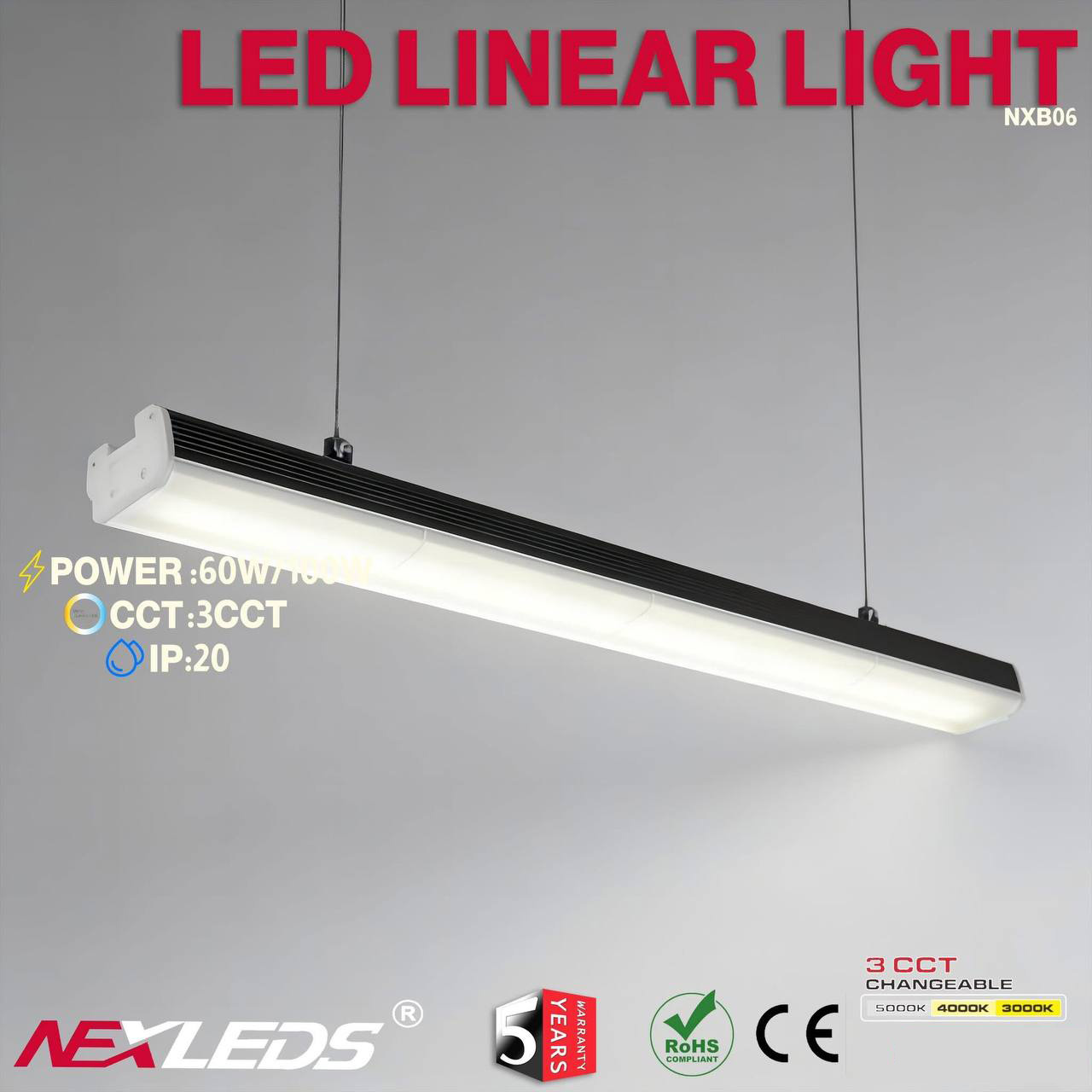 LED LINEAR LIGHT NXB06 60W / 100W 3CCT