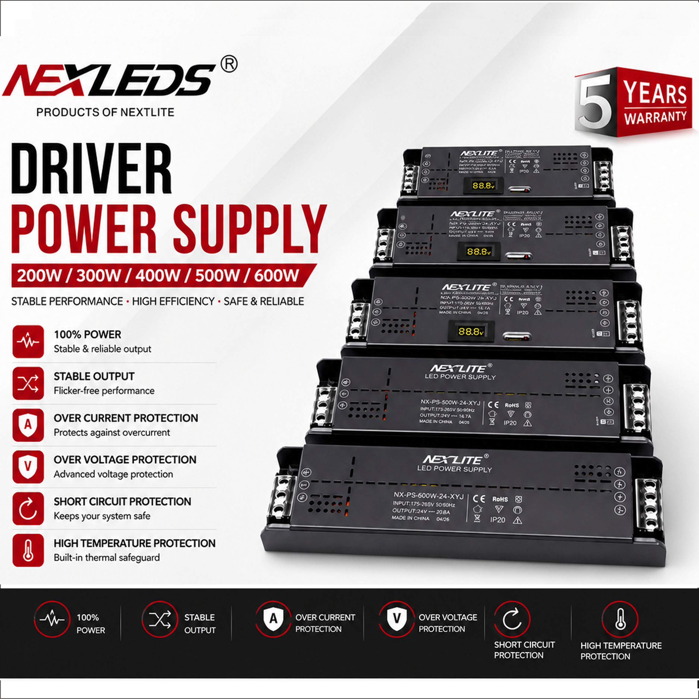  POWER SUPPLY 600W / 500W / 400W / 300W / 200W 24V
