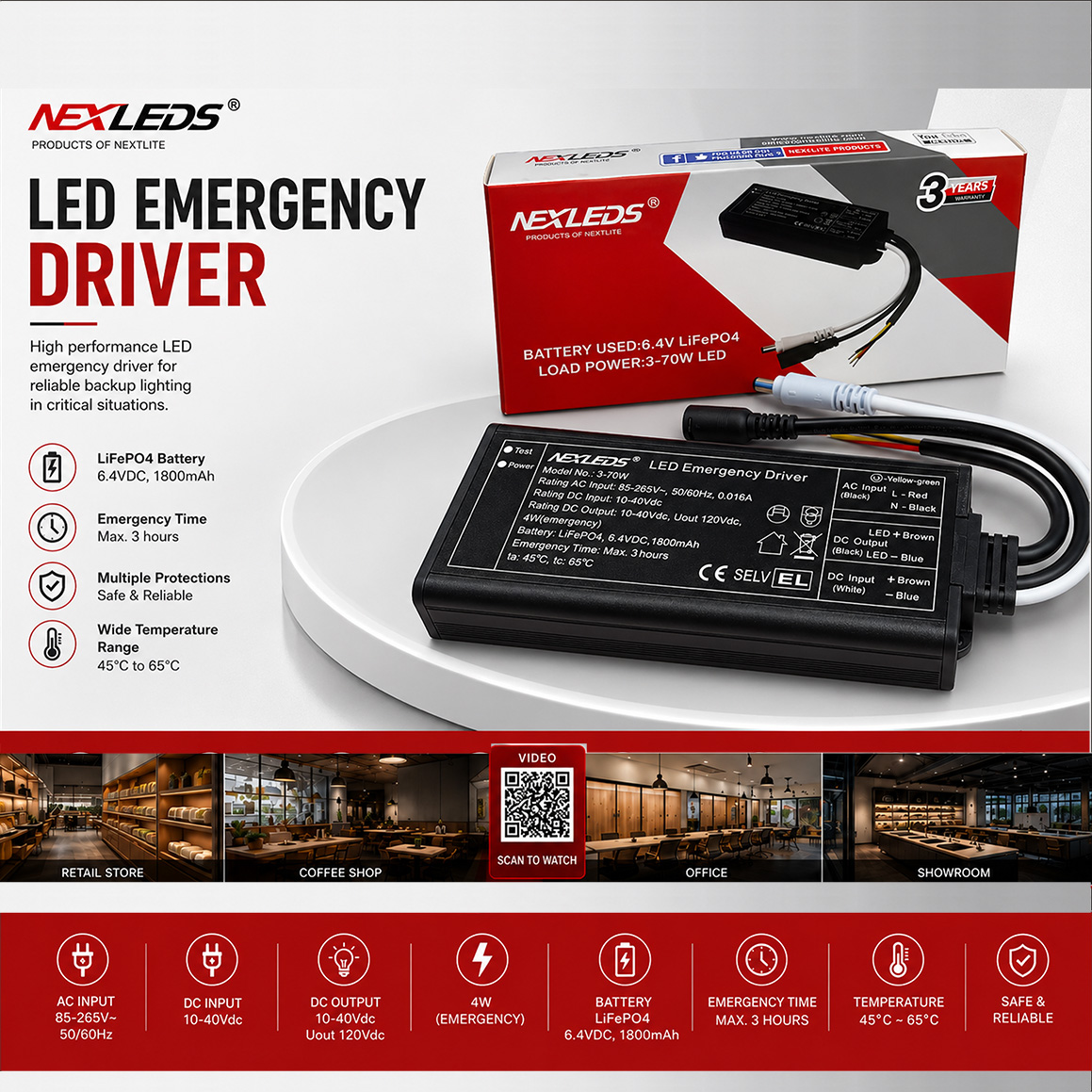 EMERGENCY DRIVER 3-70W